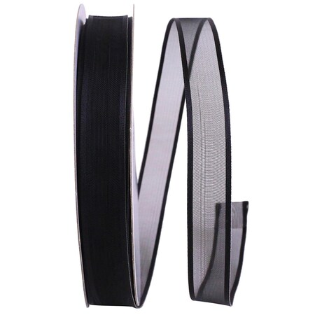 Reliant Ribbon 0.625 in. Charlize Sheer Satin Wired Edge Ribbon, Black - 50 Yards 25771W-031-03K
